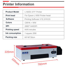 Load image into Gallery viewer, A3 DTF Printing Machine Heat Transfer pet film caps* jeans* hoodies* t shirts  {w or w/o Oven}